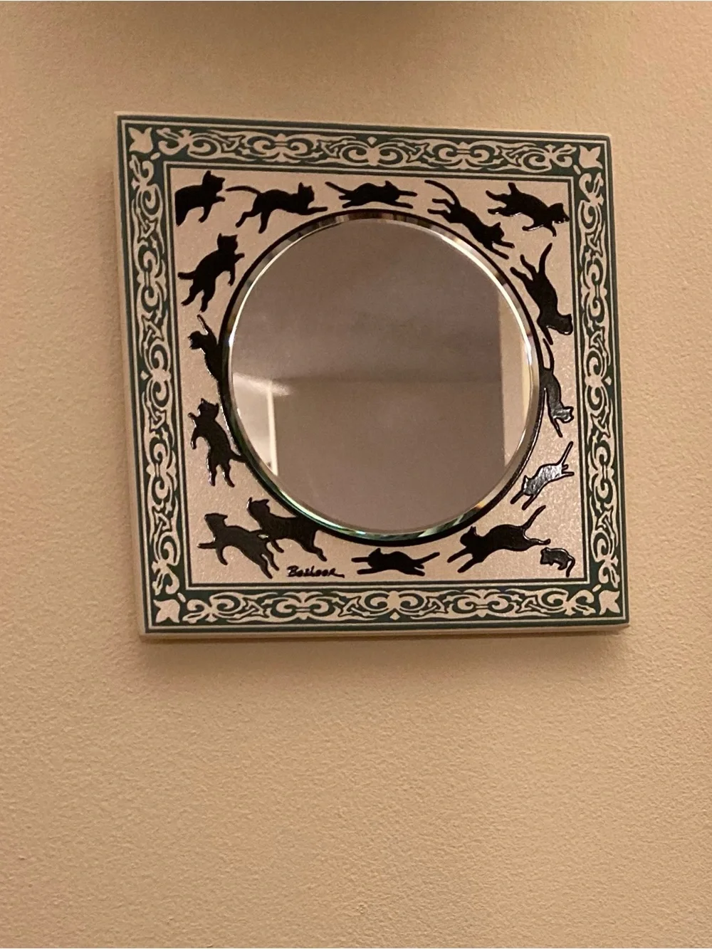 Besheer Art Tile Mirror with Cats